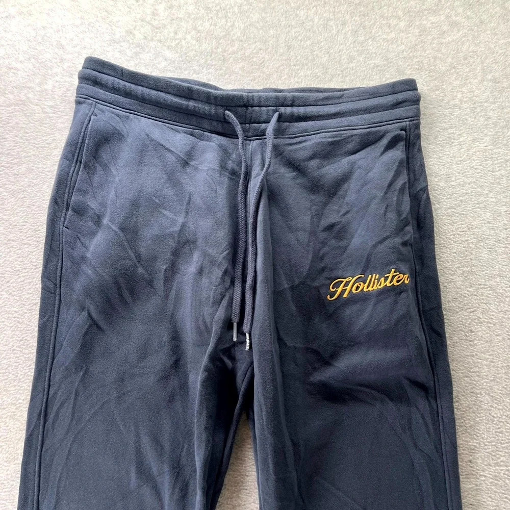 Hollister VTG Y2K Sweatpants Men Large Blue Fleece Lined Embroidered Script Logo